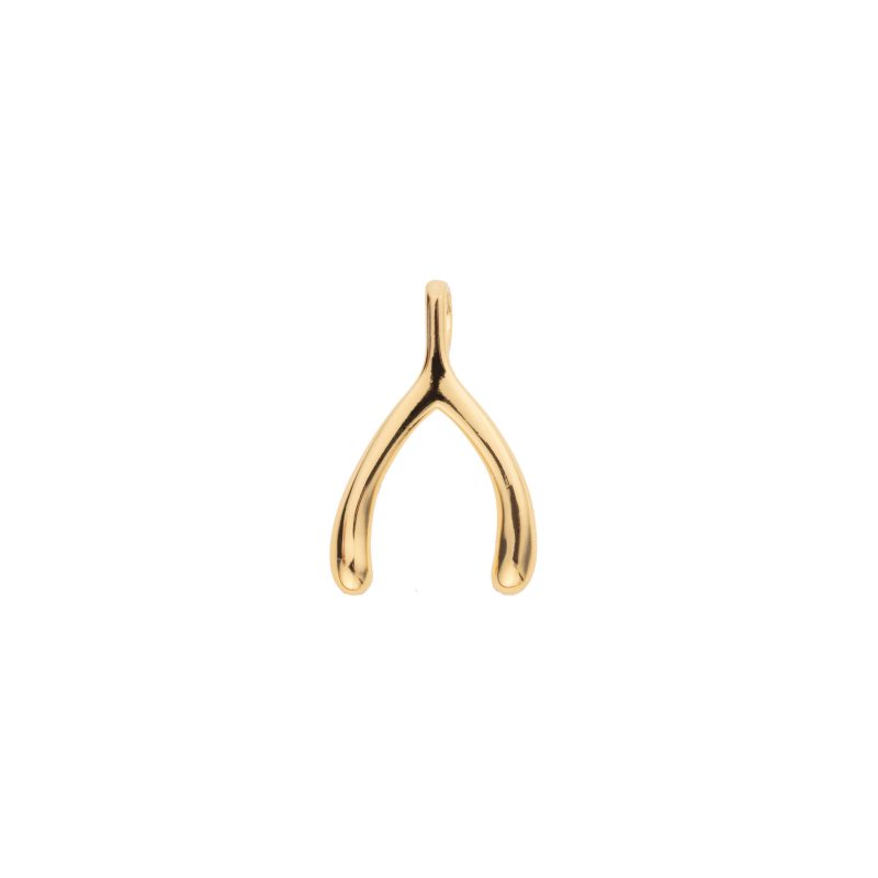 Gold mini wishbone pendant