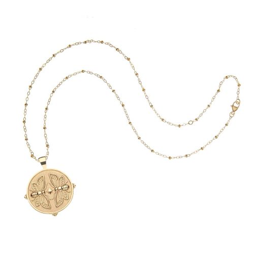 Gold Sisters Coin on Satellite Beaded Chain