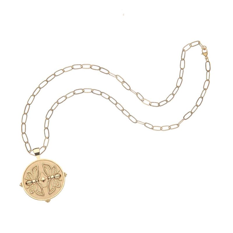 Gold Sisters Coin on Drawn Link Chain