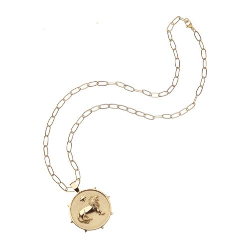 Gold Courage Coin on Drawn Link Chain