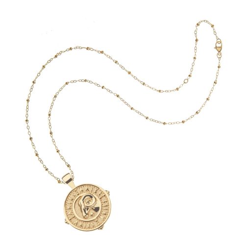 Gold original Aries coin pendant on satellite chain