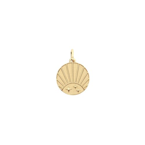 Gold engravable charm front with rising sun design