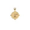 Gold letter A coin pendant with start detail