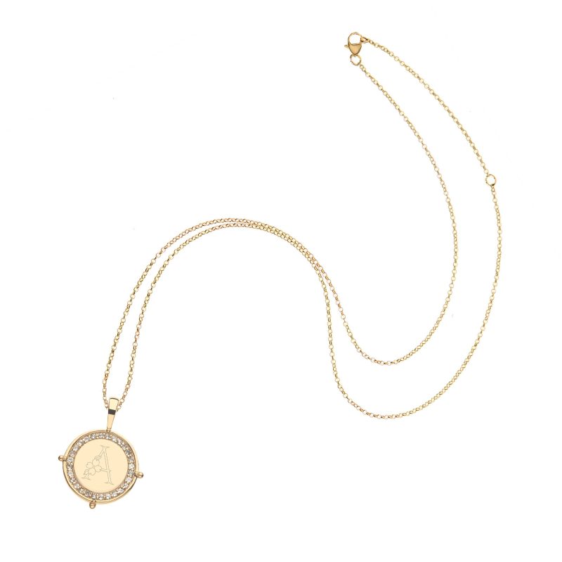 Gold engravable petite coin on delicate adjustable chain