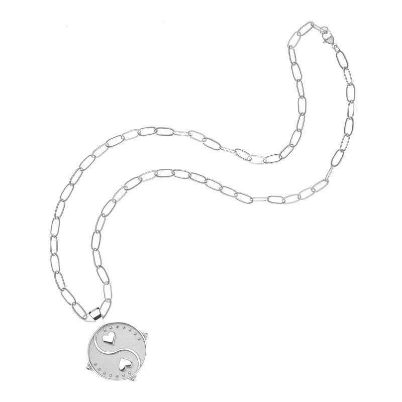 Silver Balance Coin on drawn link chain