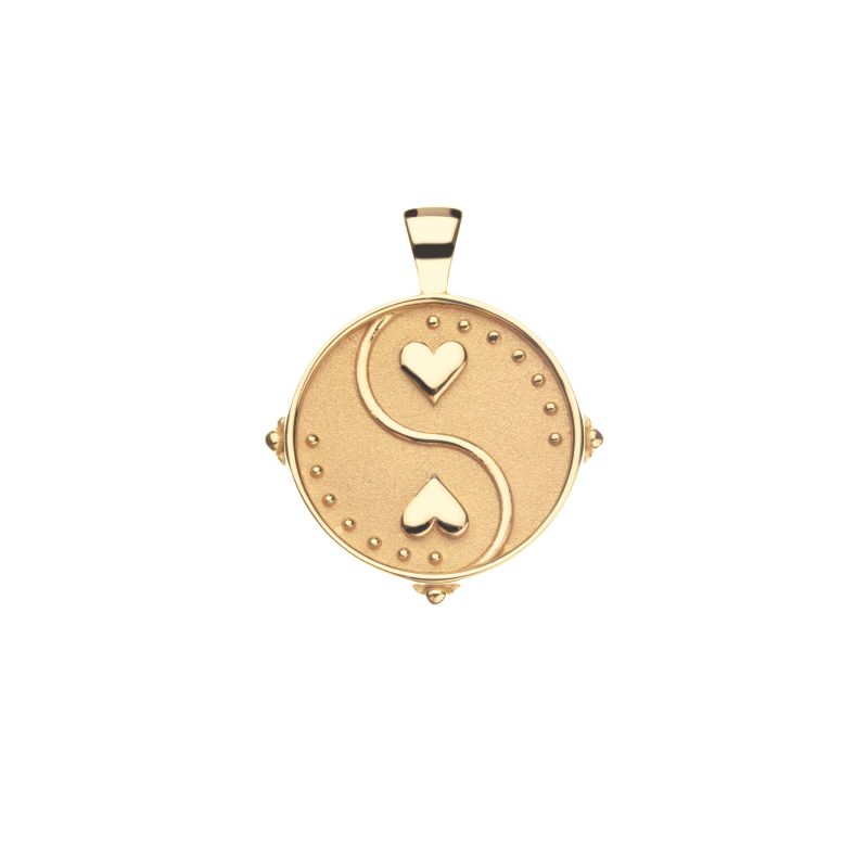 Gold Small Coin with Yin and yang of hearts (front)