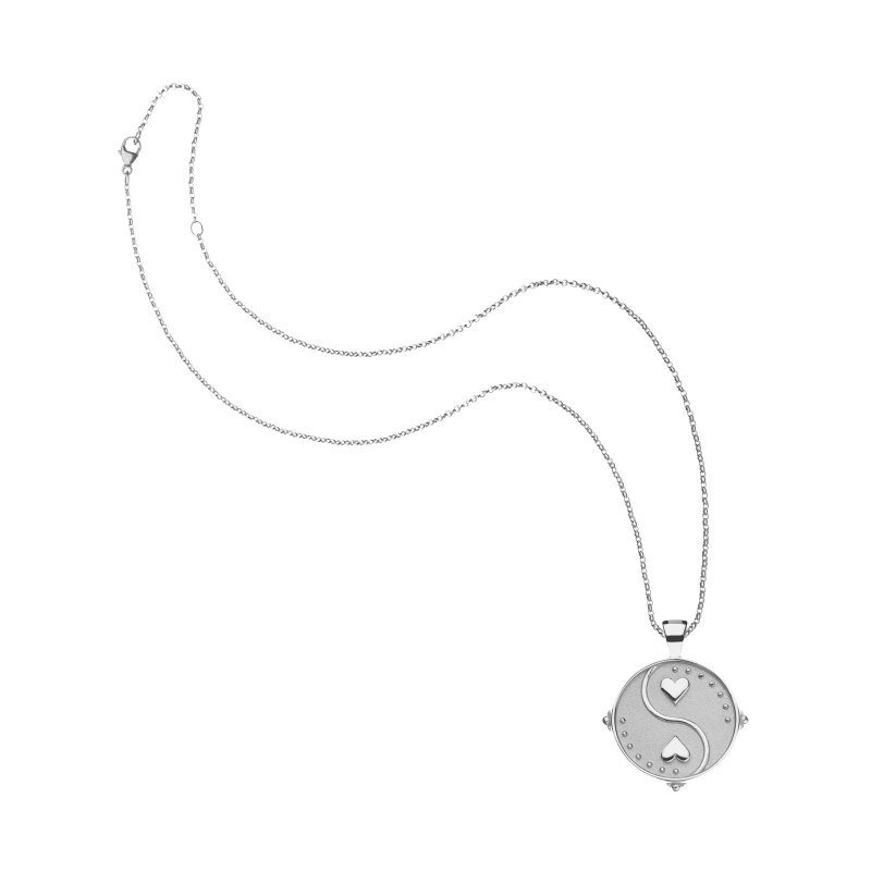 Silver Small Balance Coin on classic rolo chain