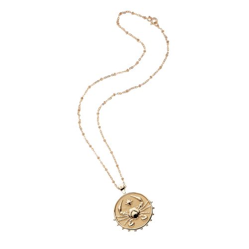 Gold original Cancer coin pendant on satellite chain