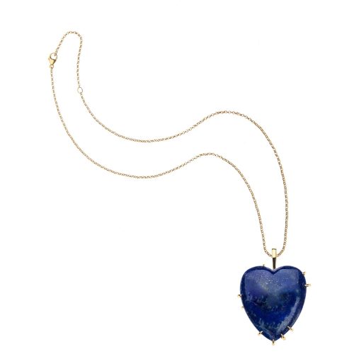 Lapis Carry your Heart pendant on classic rolo chain