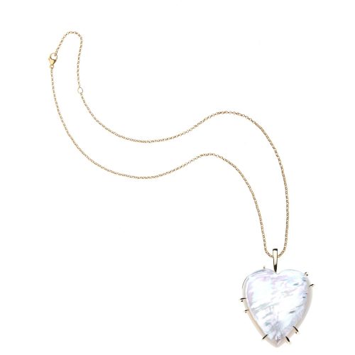 Mother of pearl heart pendant on classic rolo chain