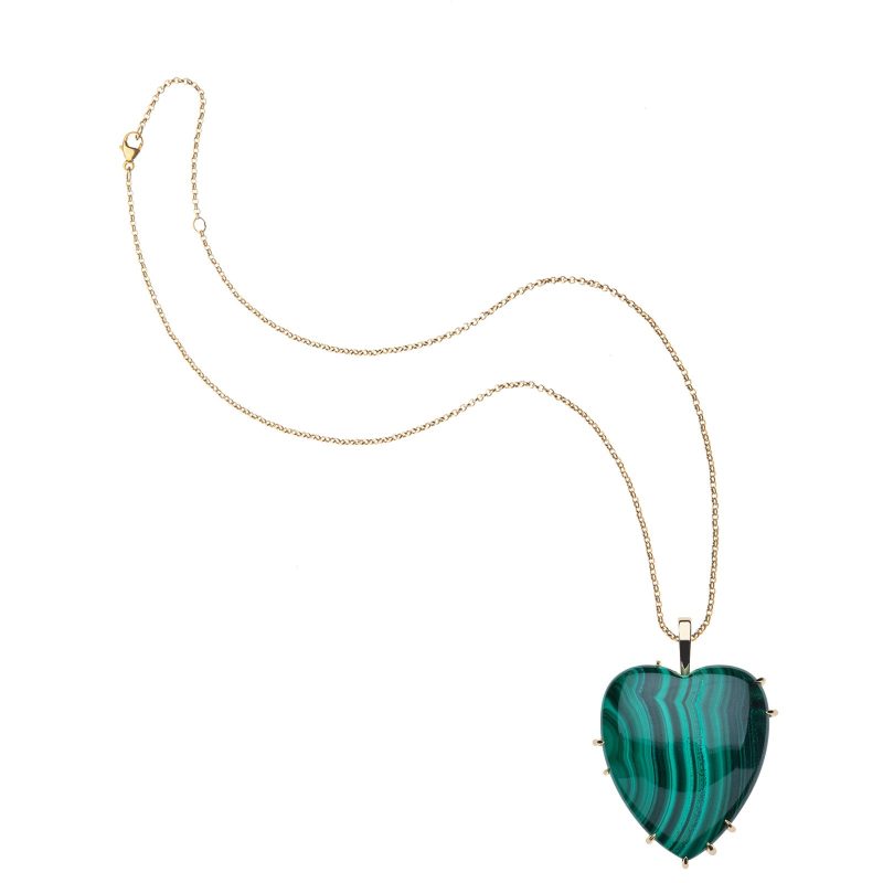 Malachite heart pendant on classic rolo chain