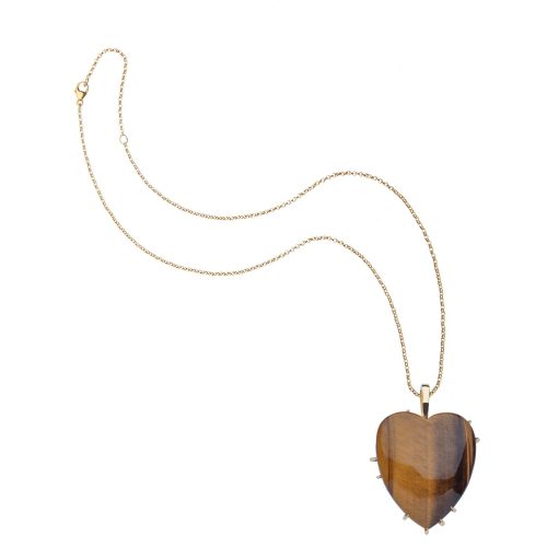 Tiger's Eye Heart pendant on classic rolo chain