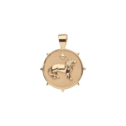 Gold Small Coin Pendant with Lion and star 