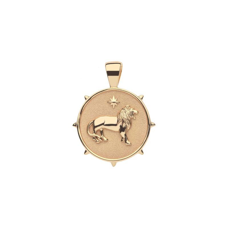 Gold Small Coin Pendant with Lion and star