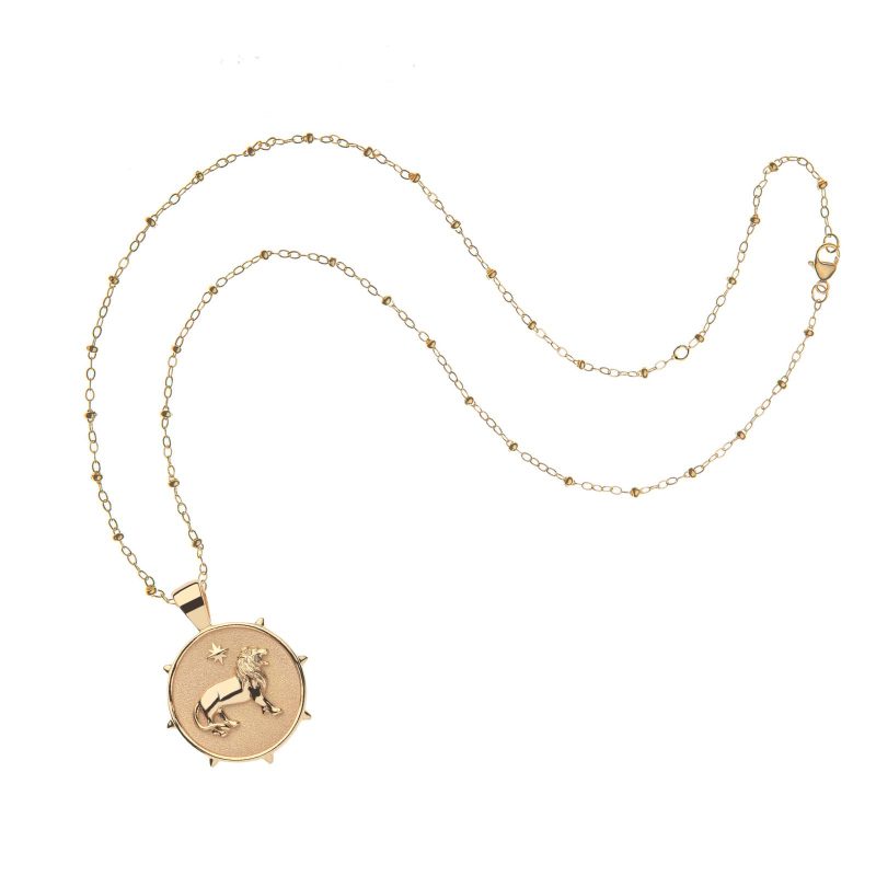 Gold Small Courage Coin Pendant on satellite chain