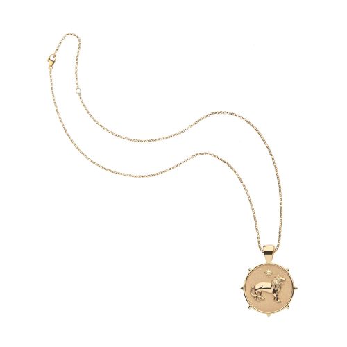 Gold Small Courage Coin Pendant on classic rolo chain