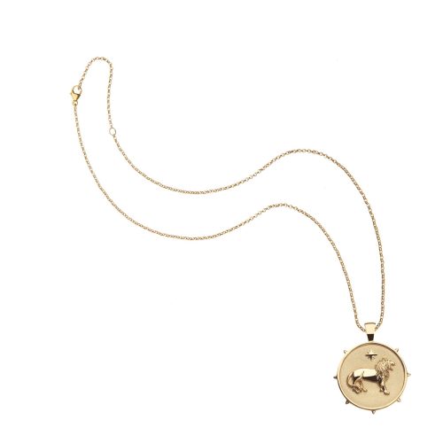 Gold Original Courage Coin Pendant on classic rolo chain