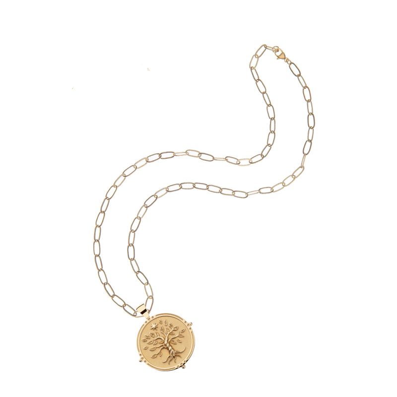 Gold Faith Coin on Drawn Link Chain