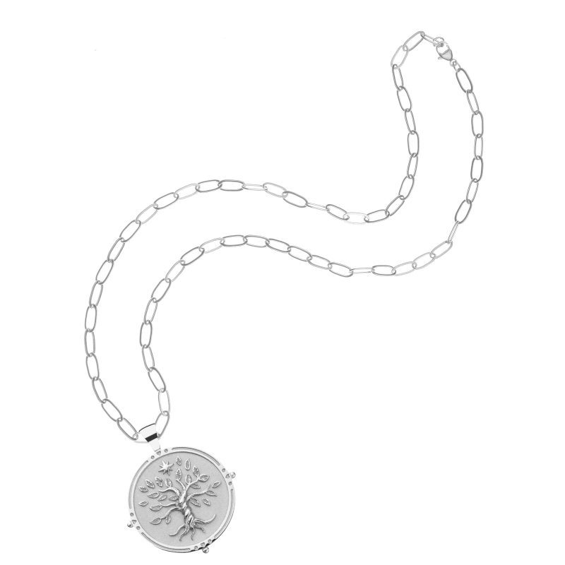 Silver Faith Coin on Drawn Link Chain