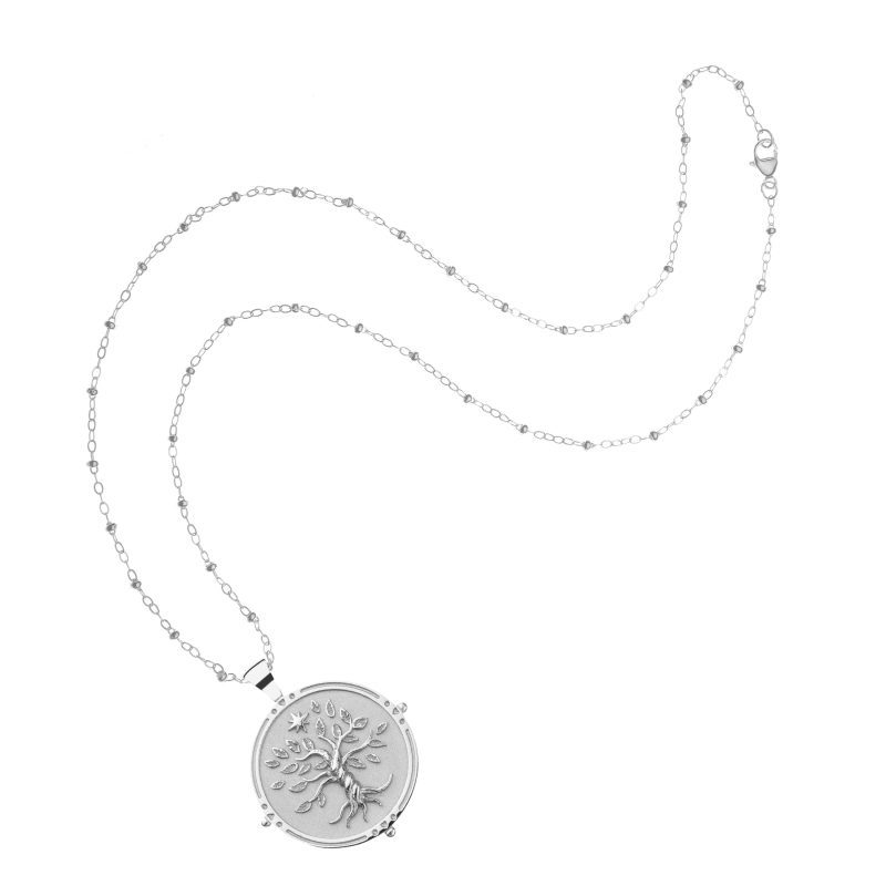 Silver Faith Coin on Satellite Beaded Chain