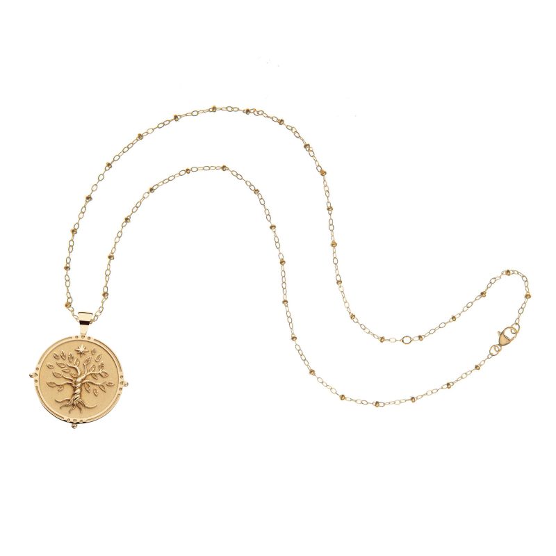 Gold Faith Coin on Satellite Beaded Chain