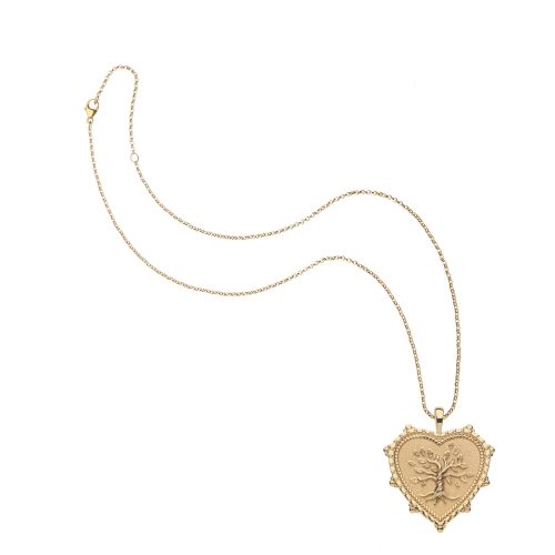 Gold Faith Heart pendant on classic rolo chain