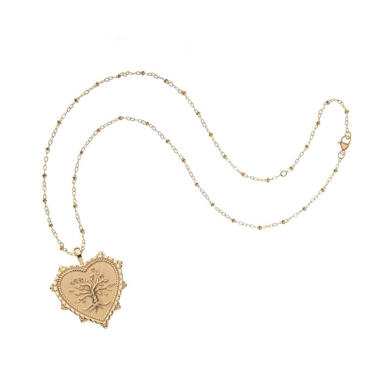 Gold Faith Heart pendant on satellite chain