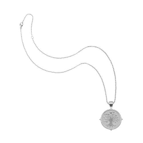 Silver Small Faith Coin Pendant on classic rolo chain