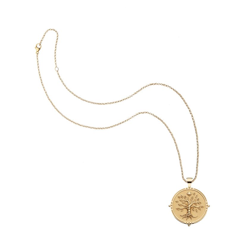 Gold Original Faith Coin Pendant on classic rolo chain