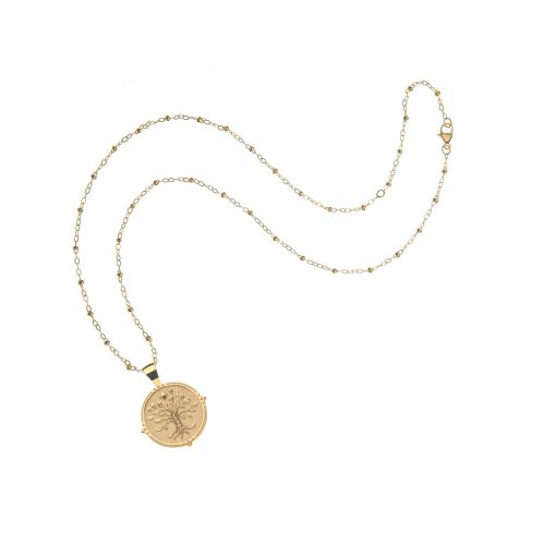 Gold Small Faith Coin Pendant on satellite chain