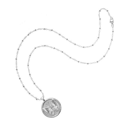 Silver Small Free Coin Pendant on satellite chain