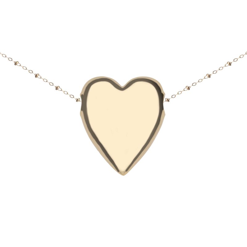 Gold heart pendant on satellite chain