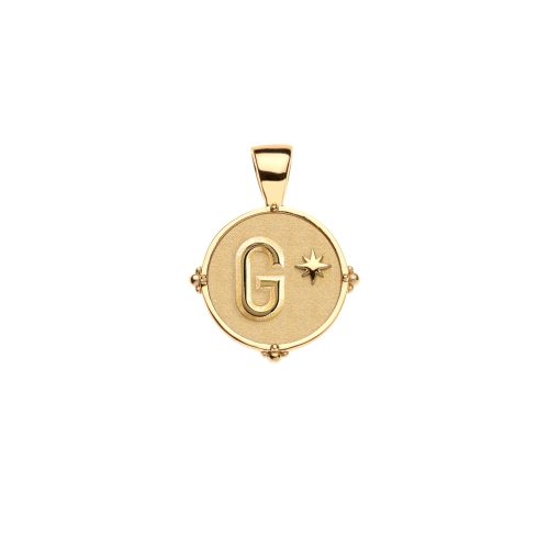 Gold letter G coin pendant with star detail