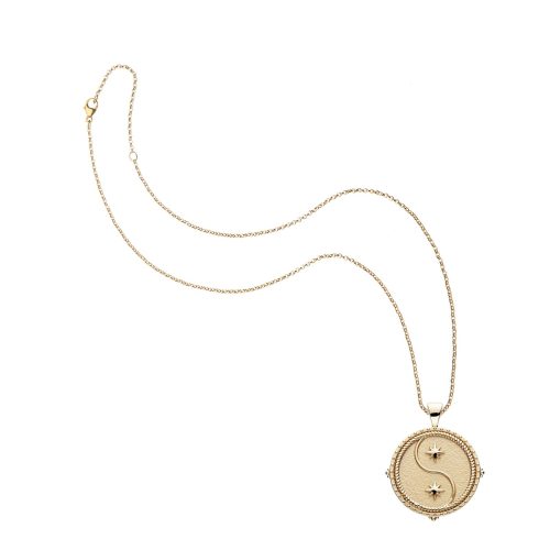 Gold original Gemini coin pendant on classic rolo chain 