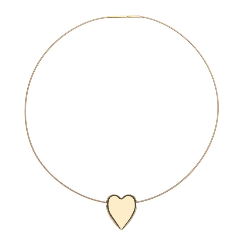 Gold heart pendant on omega wire