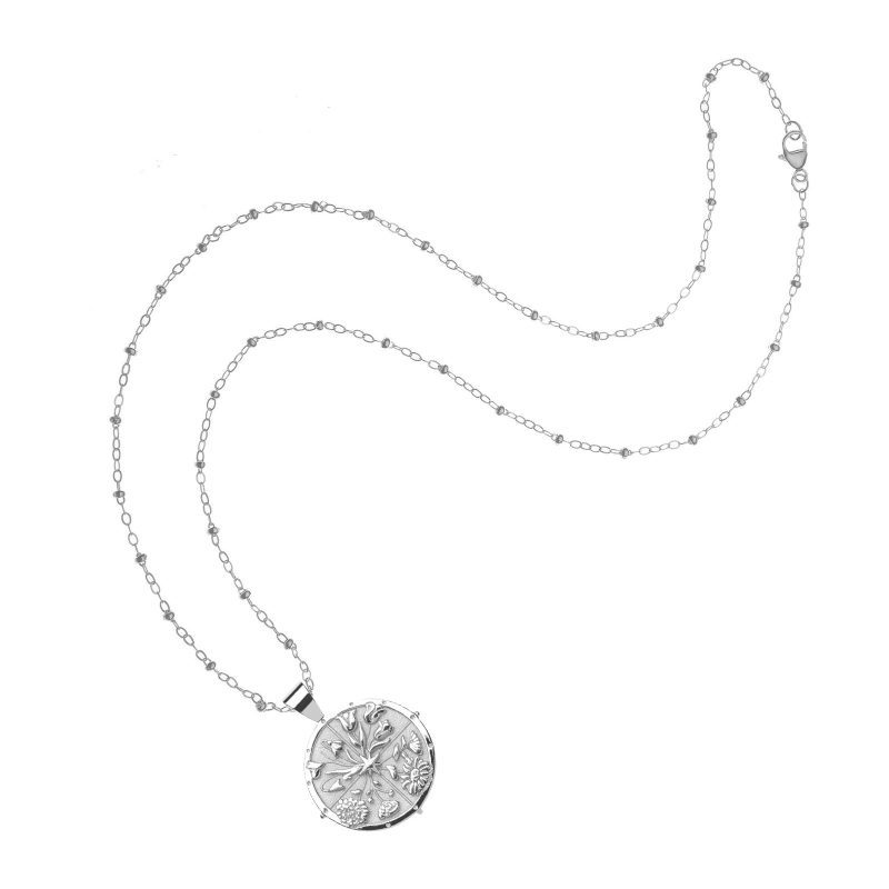 Silver Small Hope Coin Pendant on satellite chain