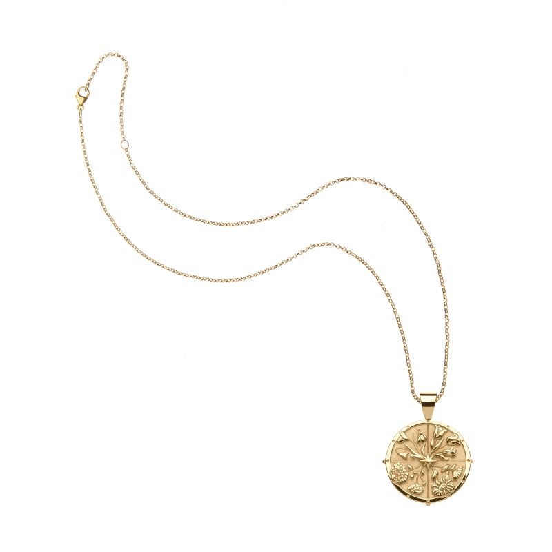 Gold small Hope coin pendant on classic rolo chain