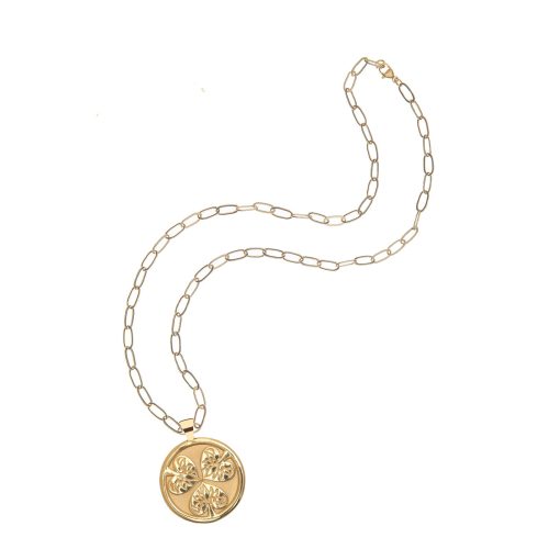 Gold Coin on Gold Drawn Link Chain