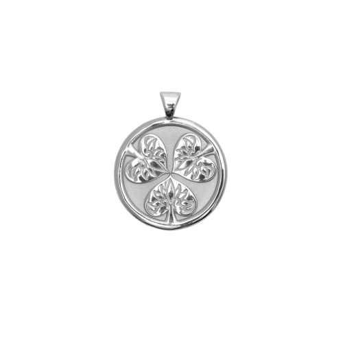 Silver Small Coin Featuring 3 hollyhock leaves