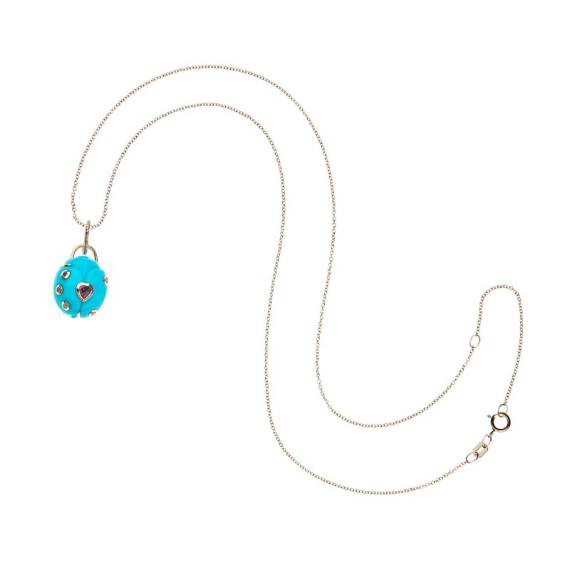 Turquoise ladybug on 10 karat adjustable chain