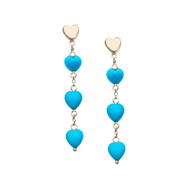 LoveCarvedHeartDropEarringsinTurquoise