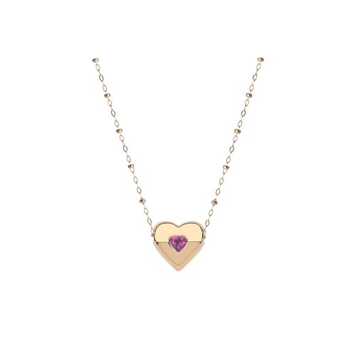 Gold heart pendant on satellite chain