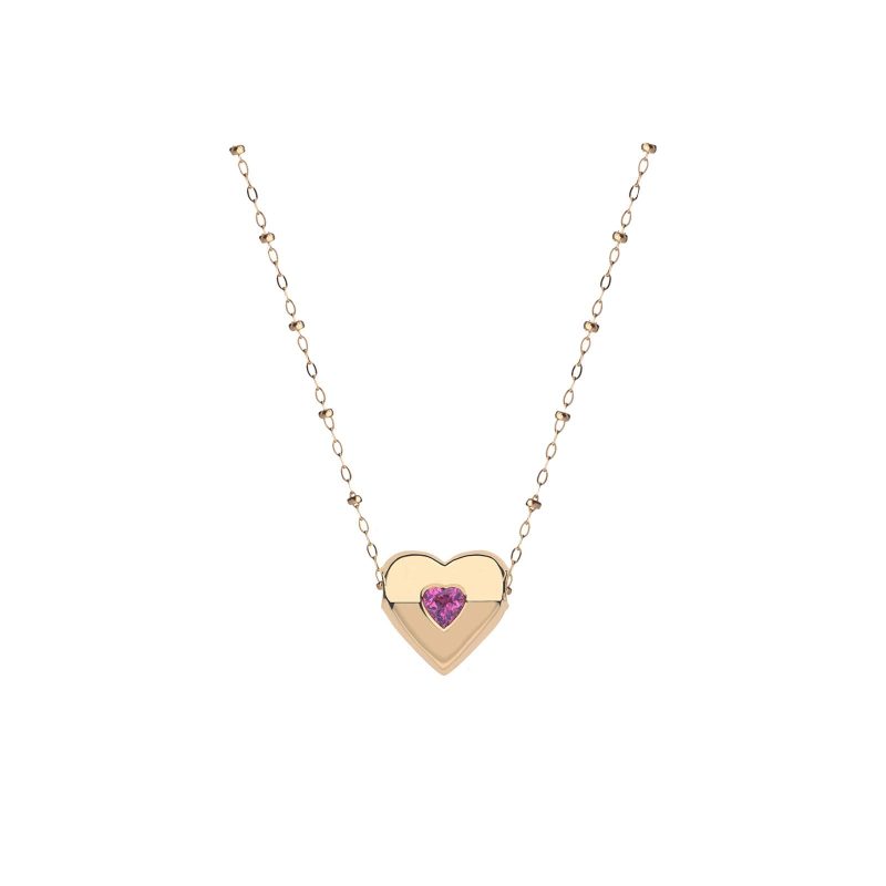 Gold heart pendant on satellite chain