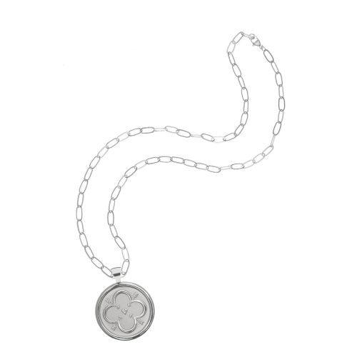 Silver Love Coin on Drawn Link Chain