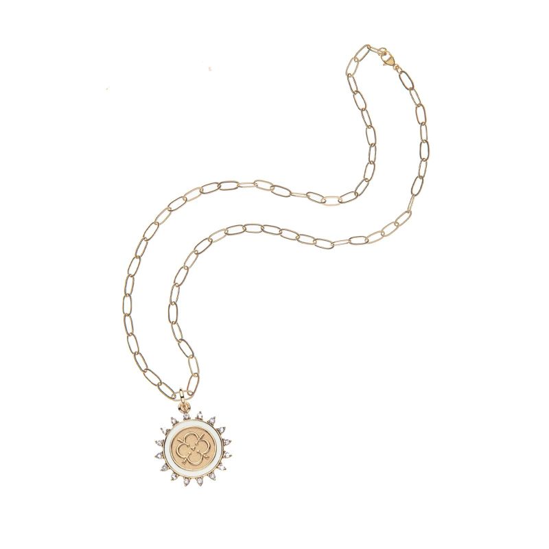 Love petite embellished coin on drawn link chain