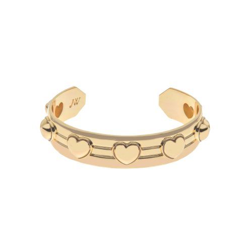 Gold cuff bracelet with hearts