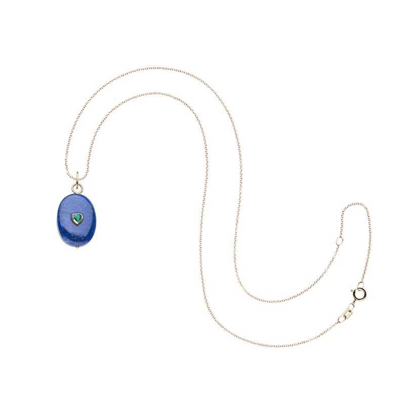 Lapis wishing stone on 10 karat adjustable chain