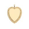 Shiny gold heart-shaped pendant with Roman Numbers and dots around the outer edge.