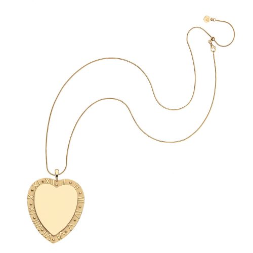 Shiny gold heart-shaped pendant on a skinny snake chain necklace.