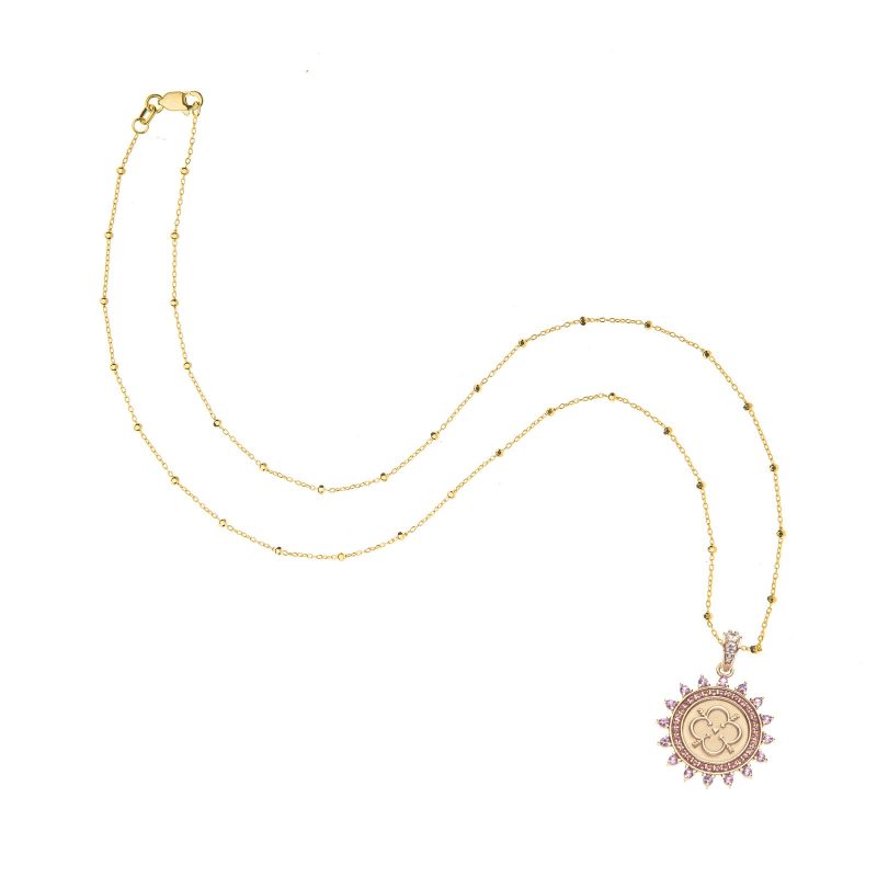 Love Petite Embellished Coin in 14k on 14k Satellite Chain